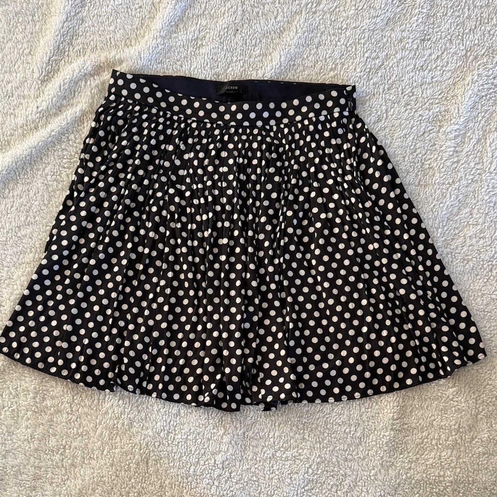 J. Crew Navy Blue and White Polka Dot Skirt